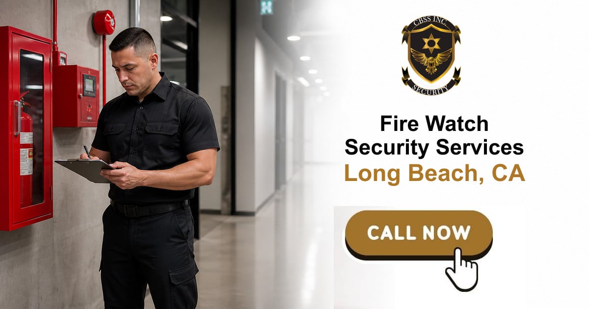 Fire watch security officer documenting a Long Beach inspection