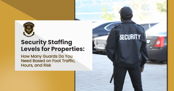 A security guard standing in front of a building