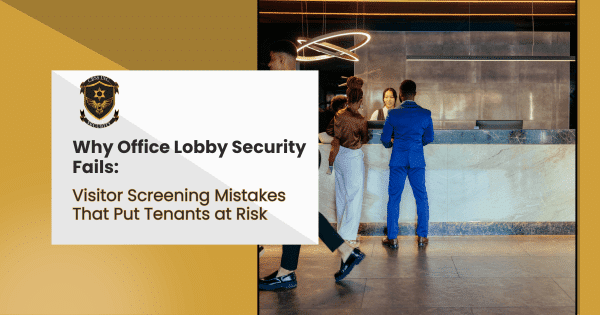 Man in blue suit at office lobby counter demonstrating visitor