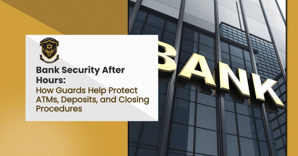 Security guard inspecting a bank ATM after hours