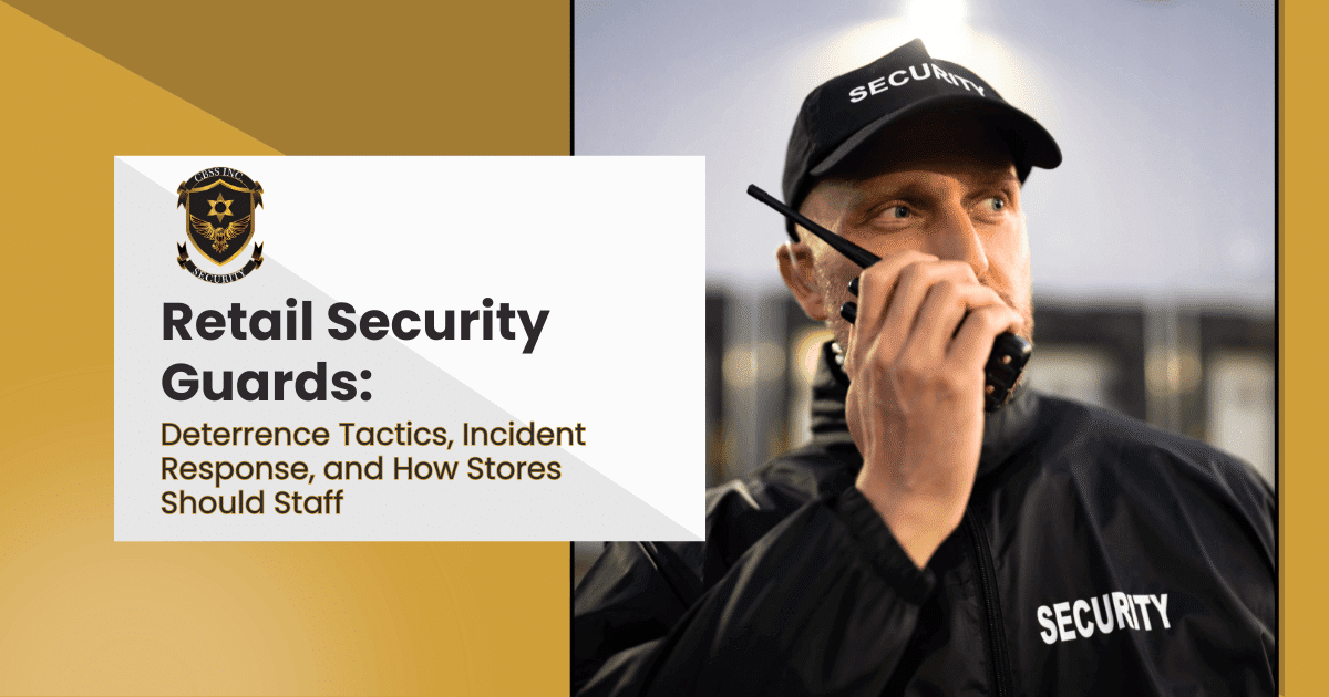 Security guard talking on cell phone