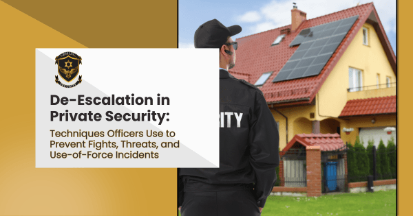 Security officer standing in front of a house