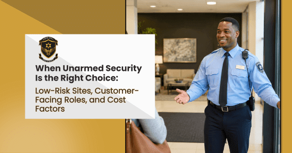 Unarmed security guard standing by a